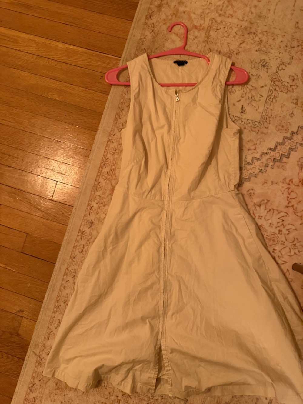 Women's Theory Cream Sleeveless Zip-Front Dress